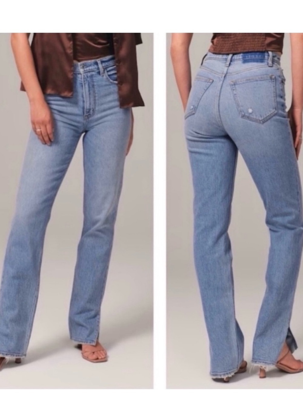 Abercrombie & Fitch the‎ 90s straight ultra high rise side slits Sz 30/10 L